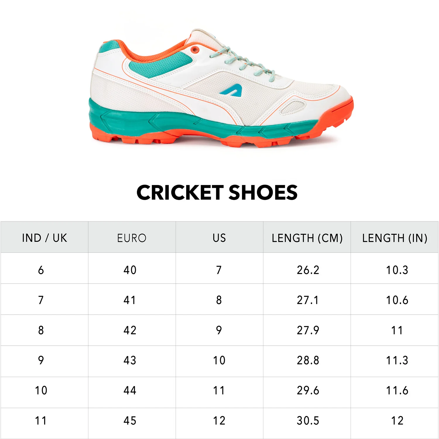TurfPro Cricket Shoes - Mint-Orange - Image 9