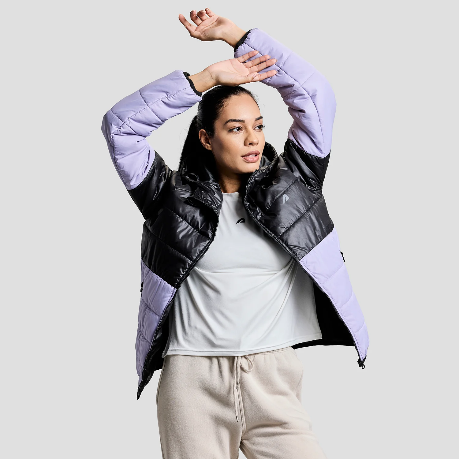 Frost Womens Puffer Jacket - Black/Purple - Image 5
