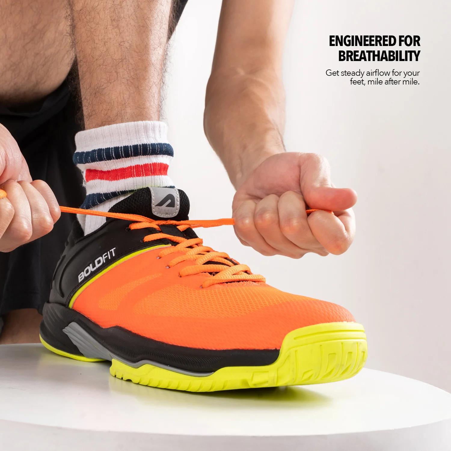 Inferno Mens Badminton Shoes - Orange-Black - Image 7