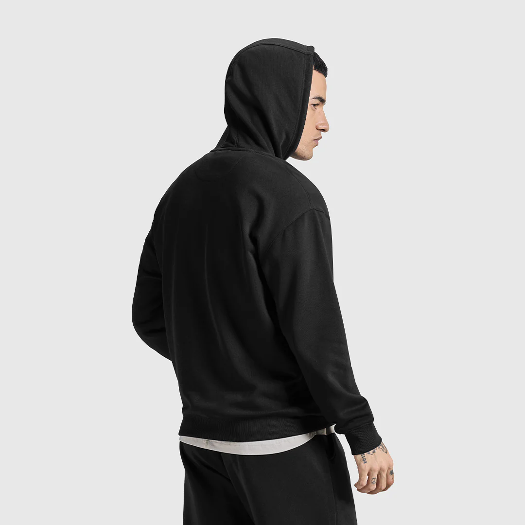 MEN BLACK KANGROO POCKET HOODIE - Image 4