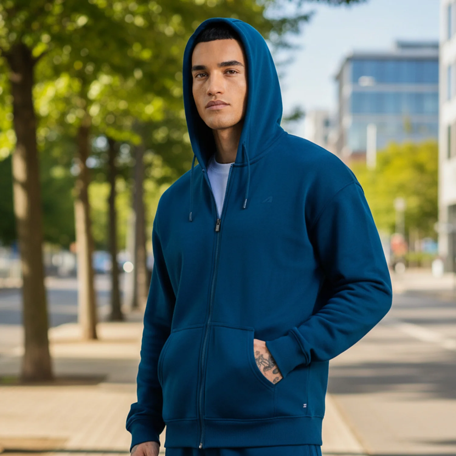 MEN SAILOR BLUE ZIPPER JACKET - Image 4