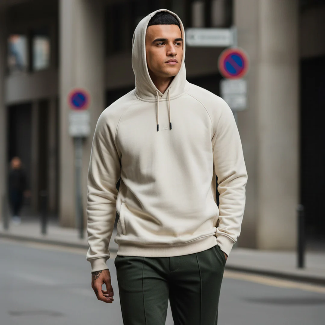MEN WHITECAP GREY/ BEIGE HOODIE - Image 4