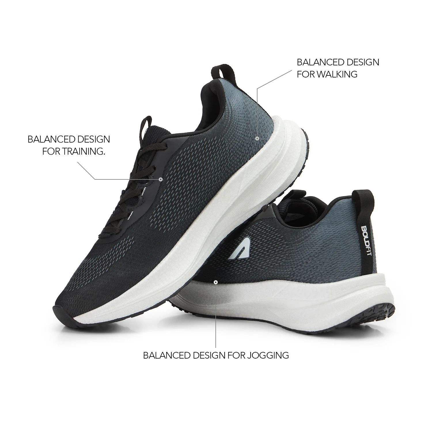Ignitr Mens Running & Training Shoes - Black - Image 3