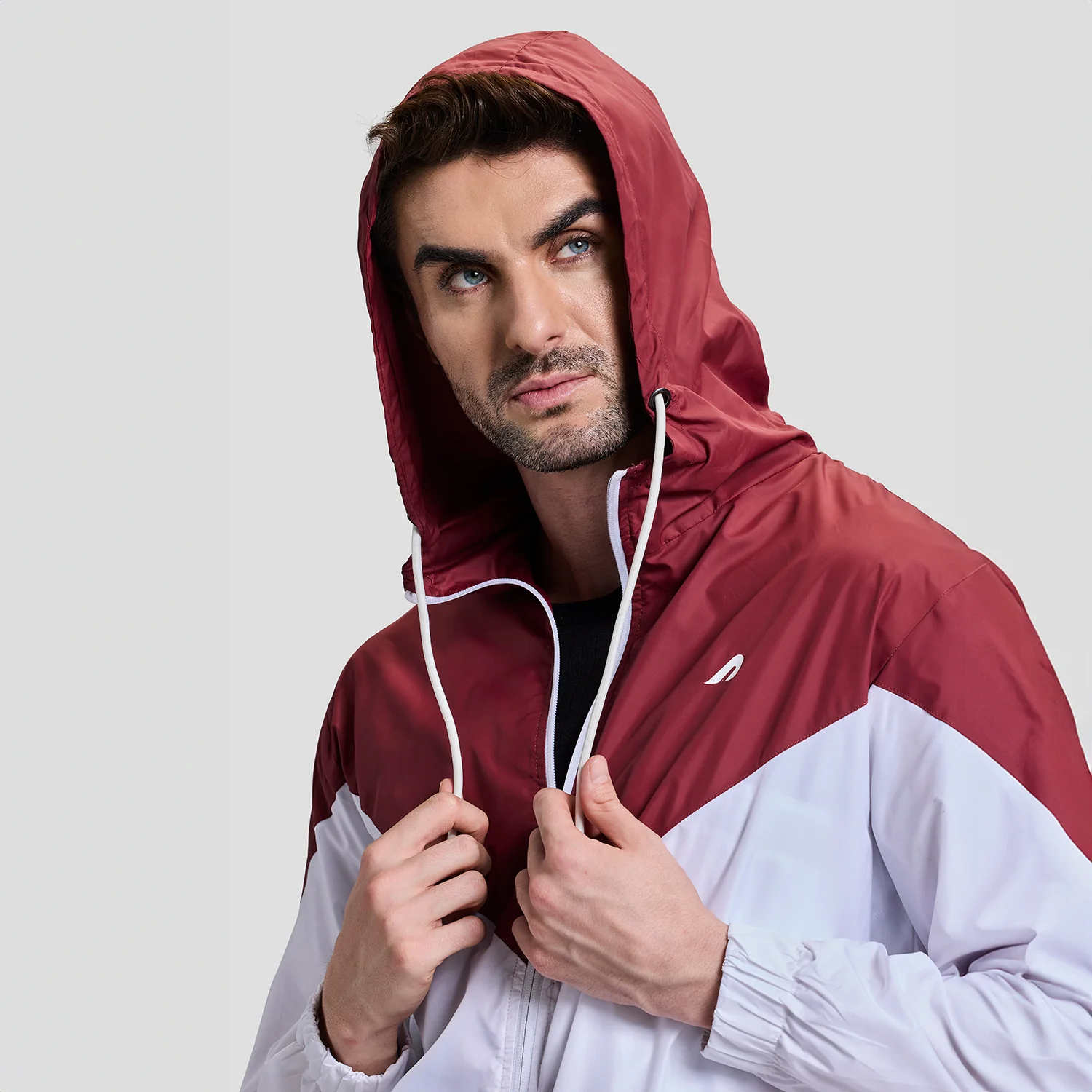 Windrush Mens Windcheater - Maroon/White - Image 4