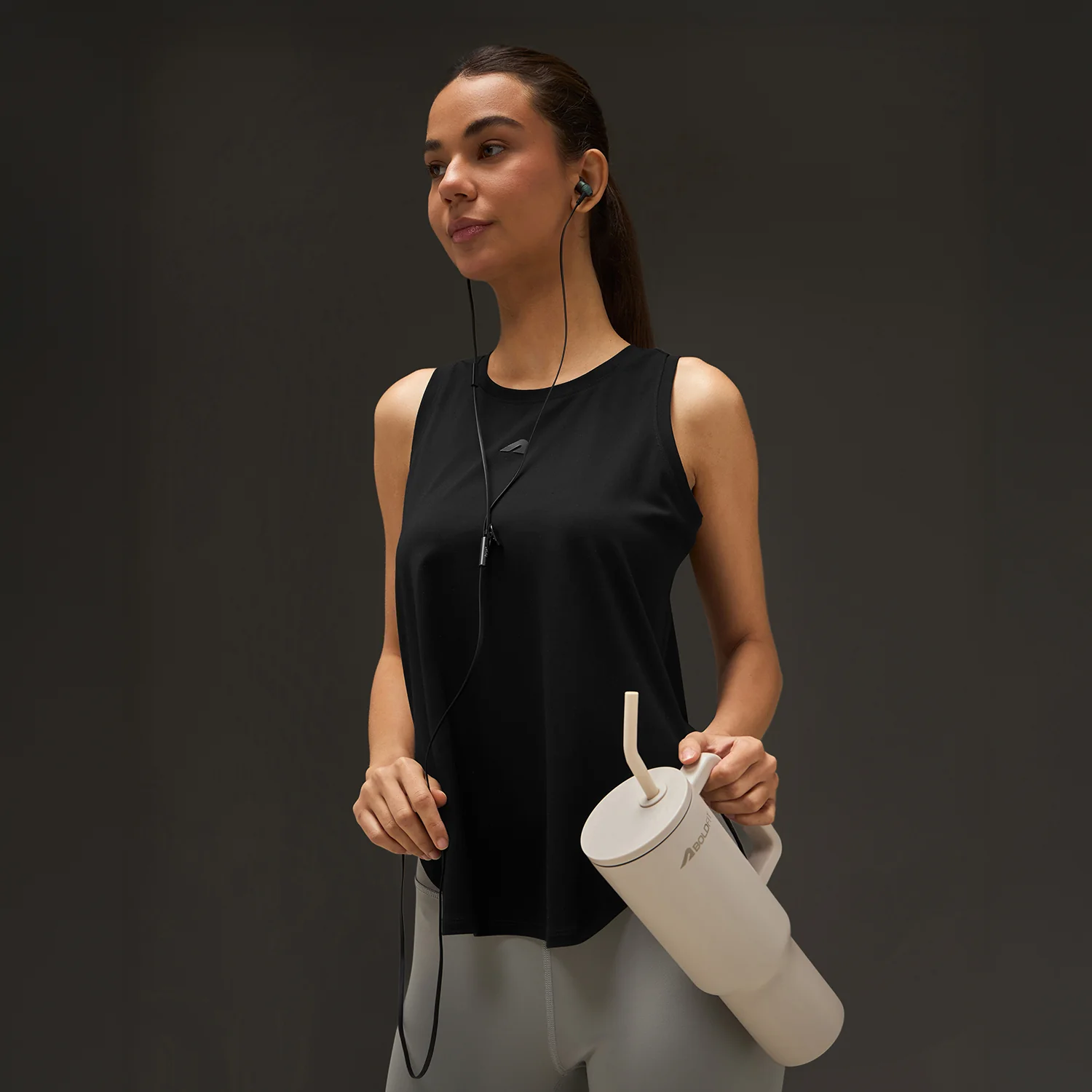 Women Elevated Flared Tank Top Black - Image 5