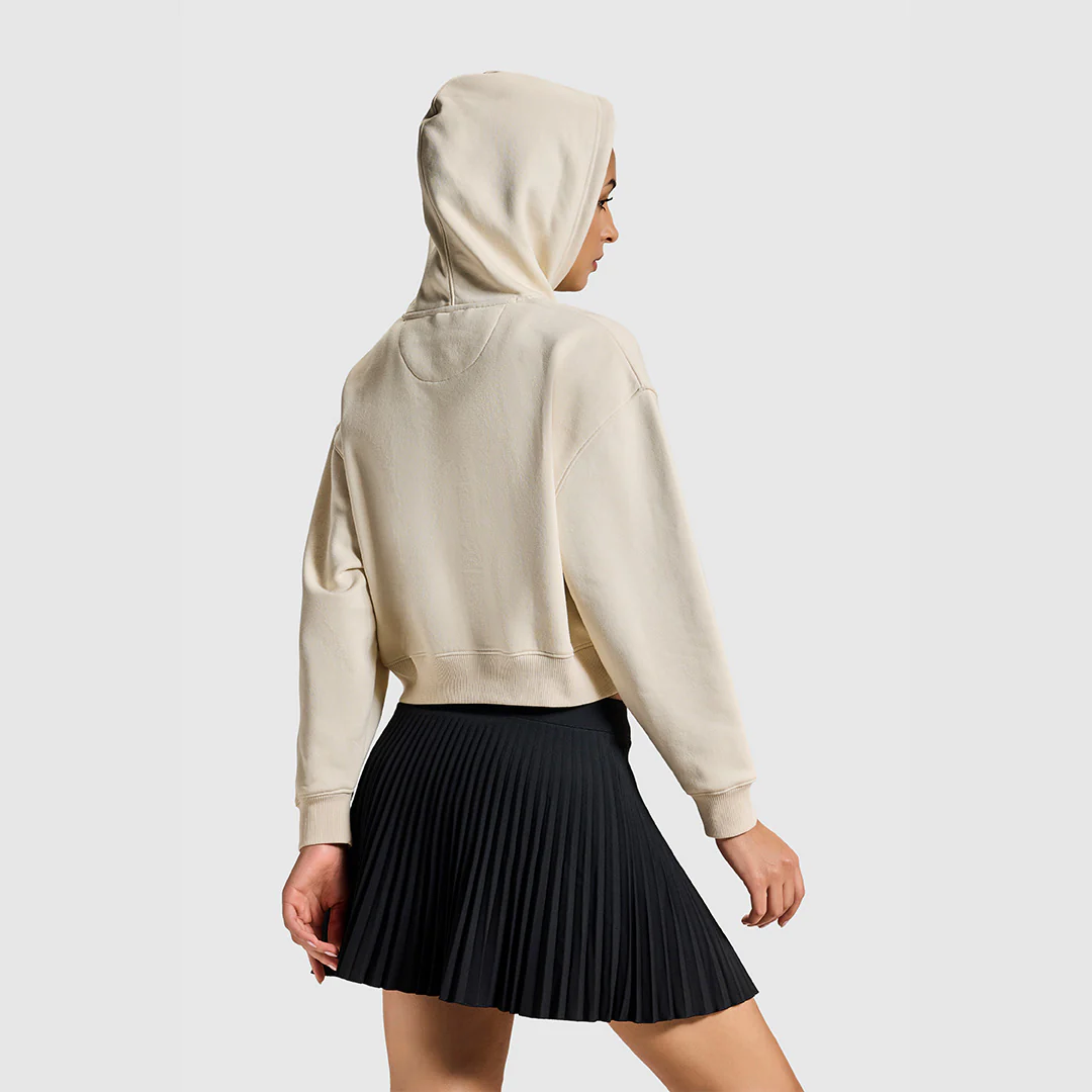 Women Beige Grey Hoodie - Image 3