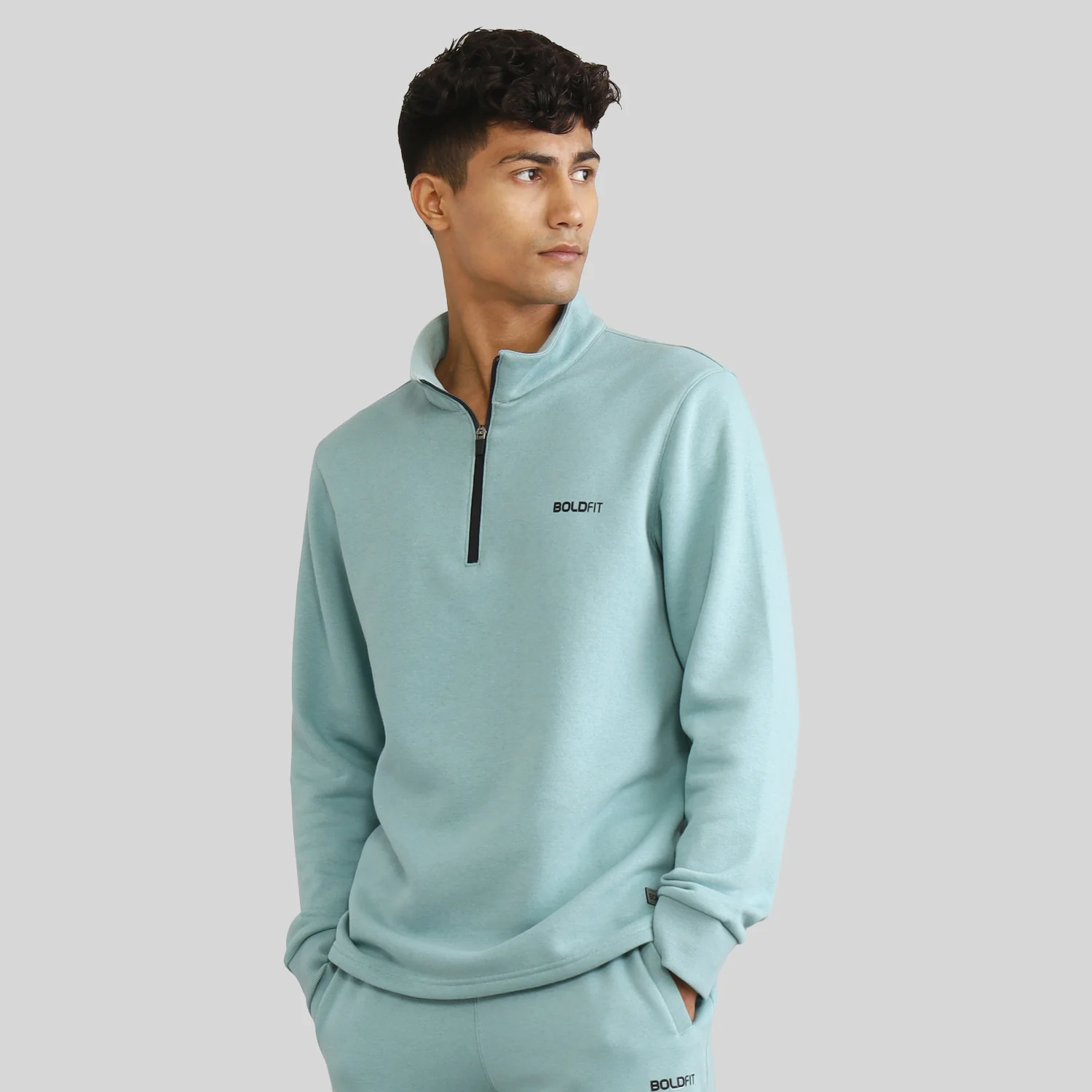 Half-zipper Sweatshirt for Men - Black - Image 11