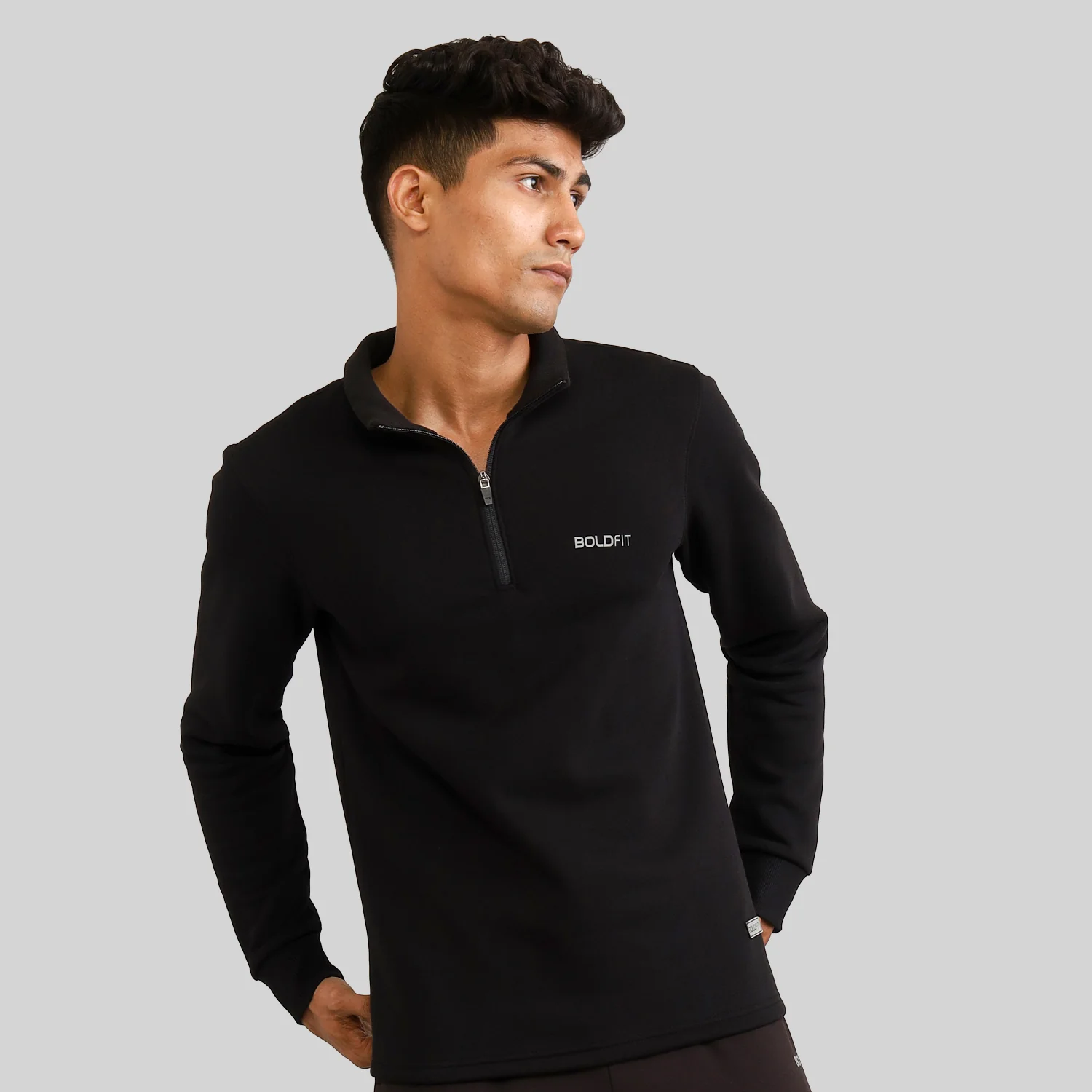 Half-zipper Sweatshirt for Men - Black - Image 4