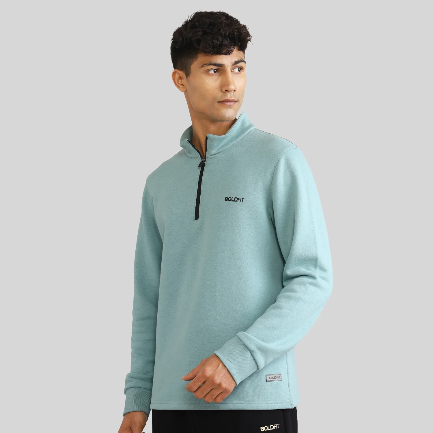 Half-zipper Sweatshirt for Men - Black - Image 8