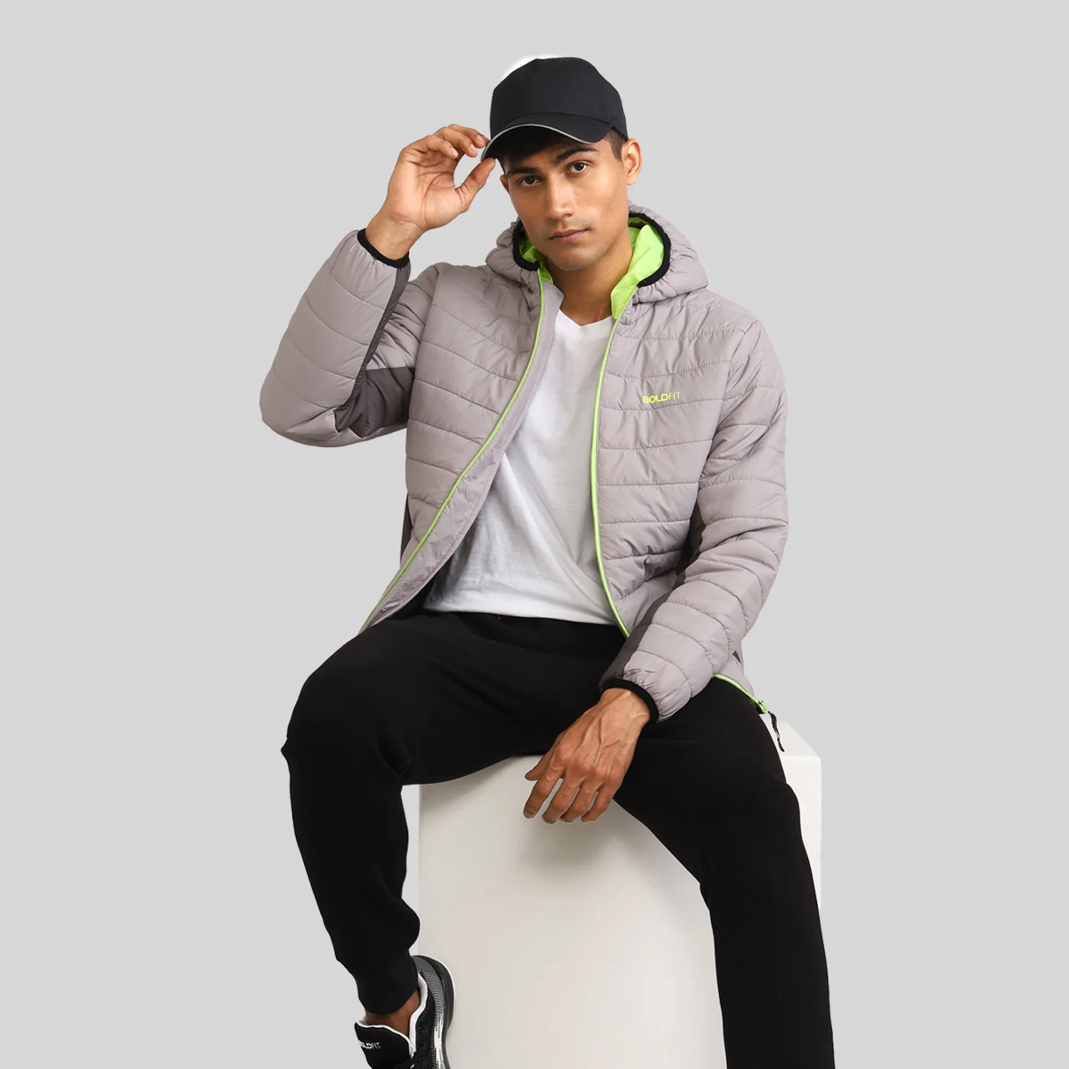 Mens Winter Bomber Jacket - Charcoal Grey - Image 5